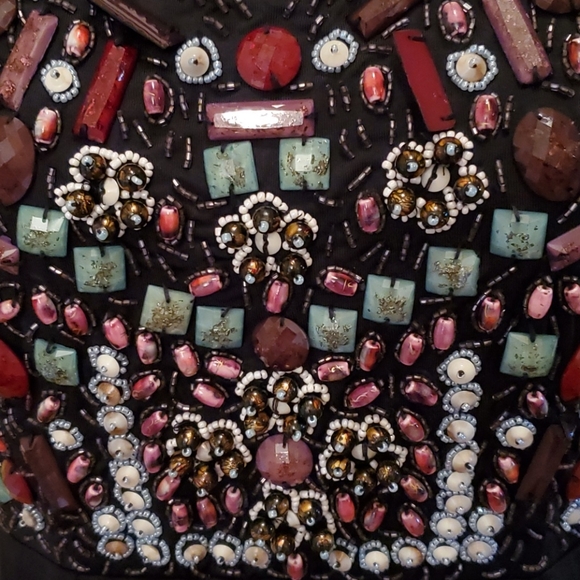 Black Beaded Halter Lined Dress Size Lg - Picture 4 of 9